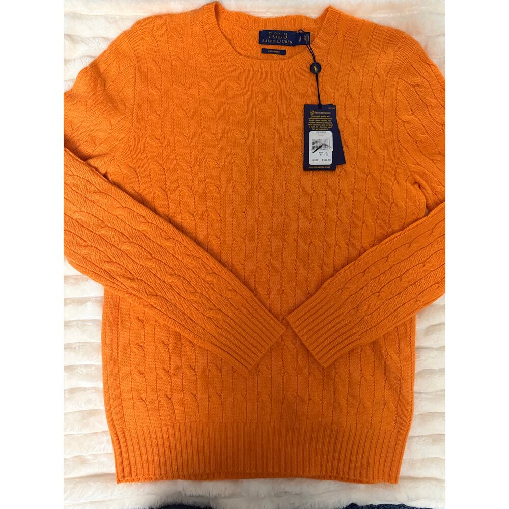 POLO Ralph Lauren 100% Italian yarn Cashmere Cable Knit Sweater Women SMALL NWT
